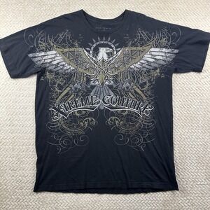 Affliction style Xtreme Couture T Shirt AOP Mens XL Black Eagle Y2K Street wear